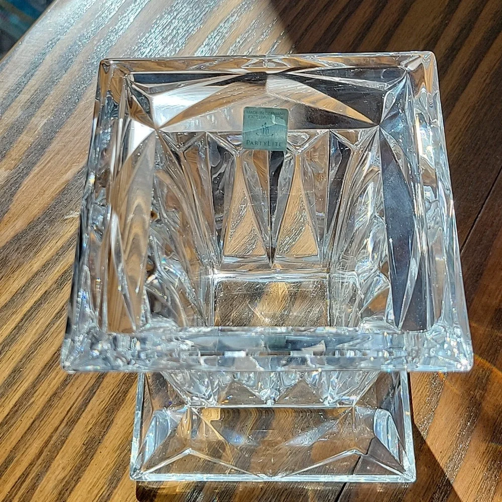 PARTYLITE P7967 5" 24% Lead Crystal Quad Prism Pedestal Candle Holder - Picture 12 of 12